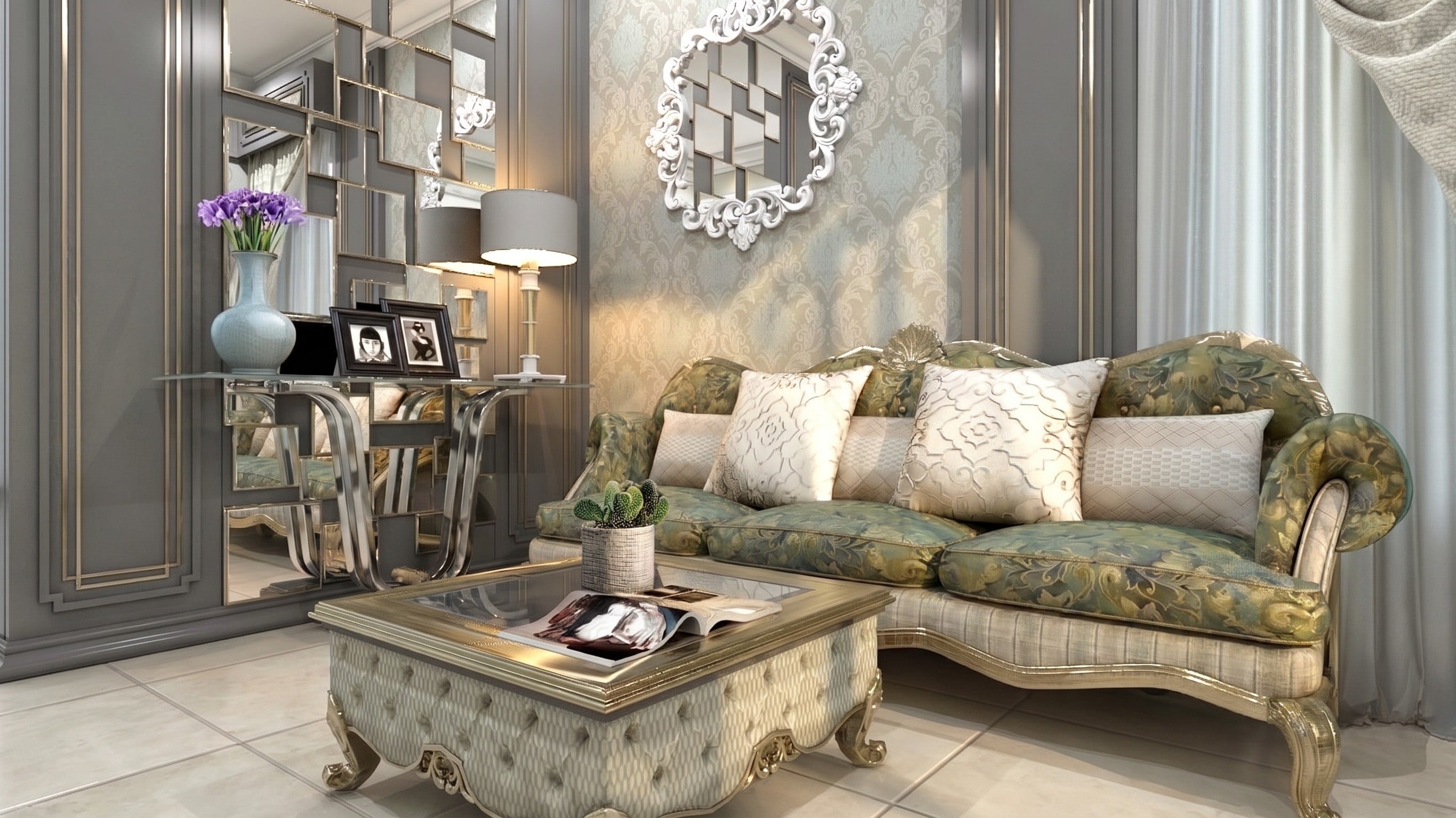 Ruang tamu BU IFA'S NEO CLASICCAL HOUSE dengan nuansa interior Classic dan tata ruang yang rapi.