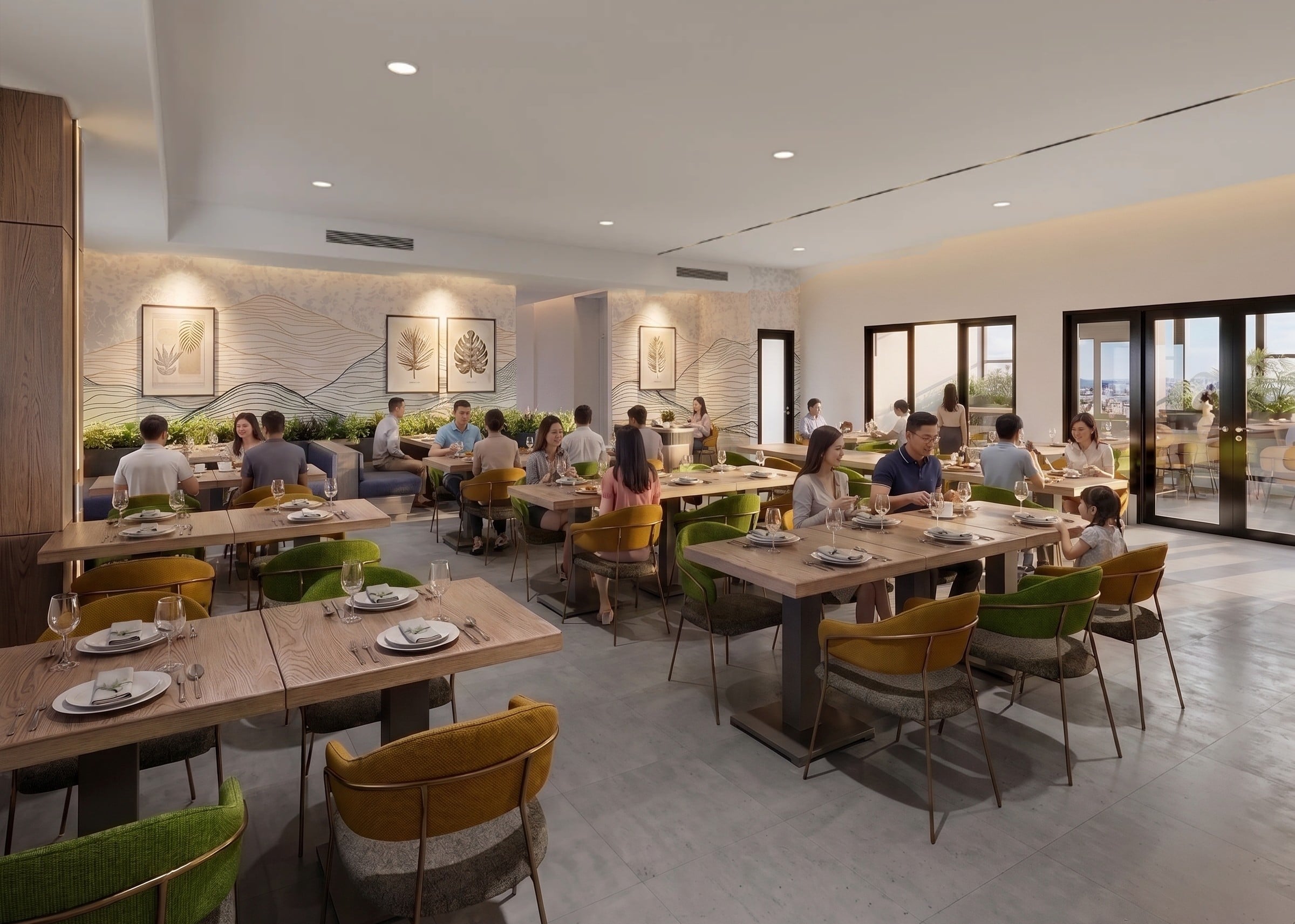 Dining area BUFFET RESTO HOTEL dengan nuansa interior Contemporary dan tata ruang yang rapi.