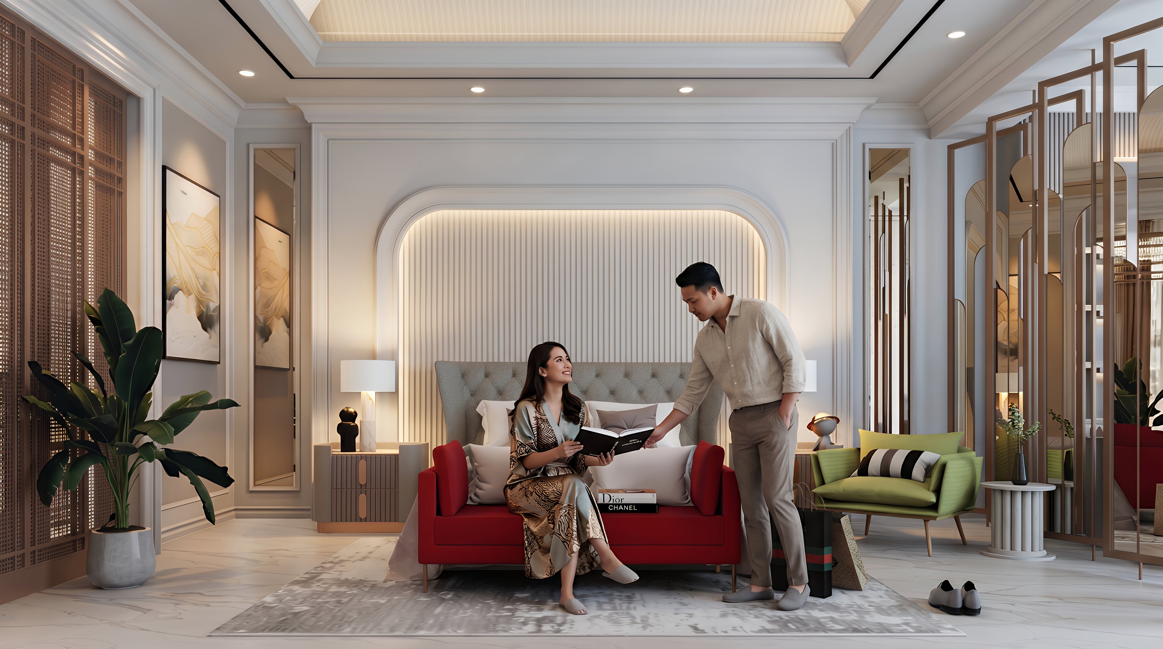 Kamar tidur HALIM'S MASTER BEDROOM dengan nuansa interior Contemporary dan tata ruang yang rapi.
