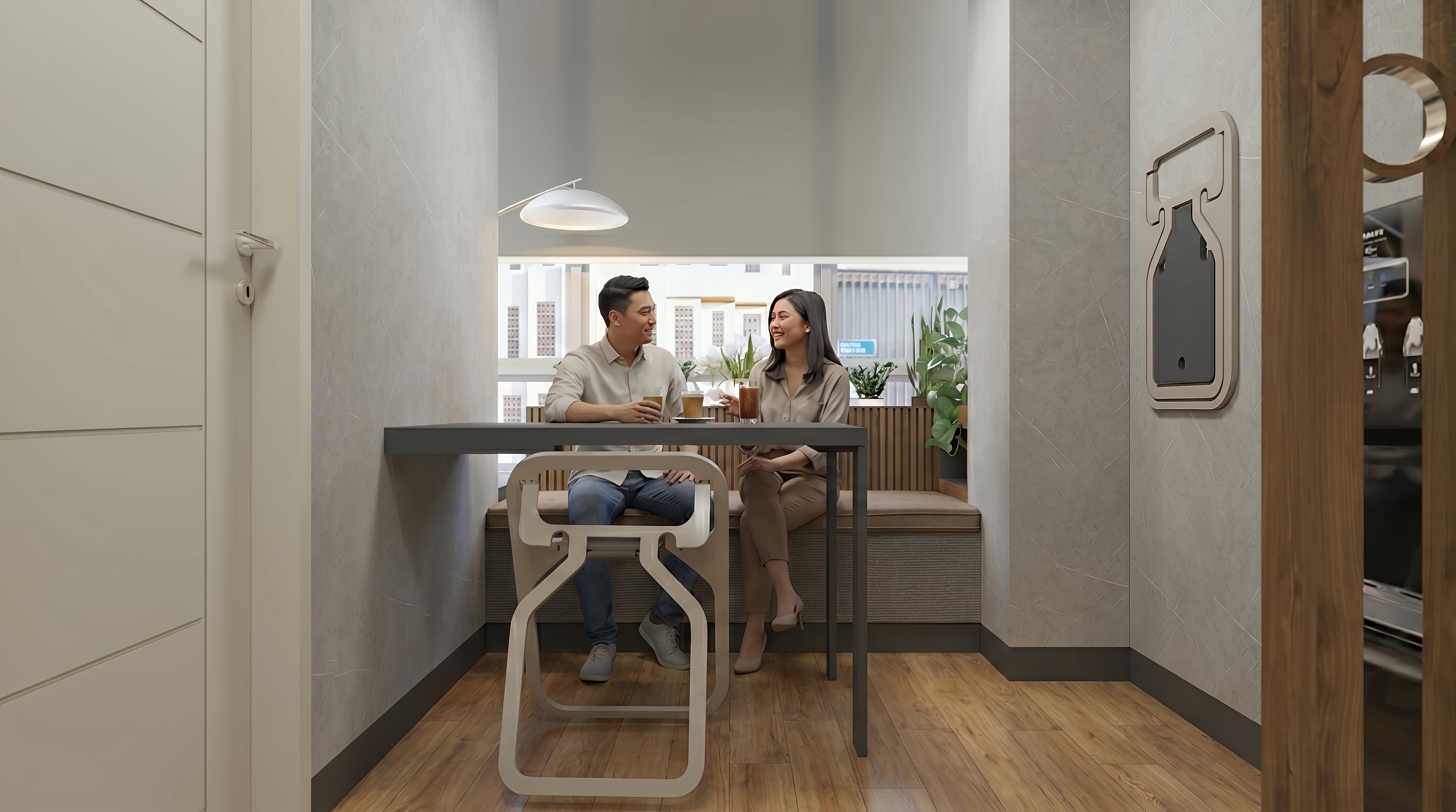 Ruang makan HANDERSON'S APP dengan nuansa interior Minimalist dan tata ruang yang rapi.