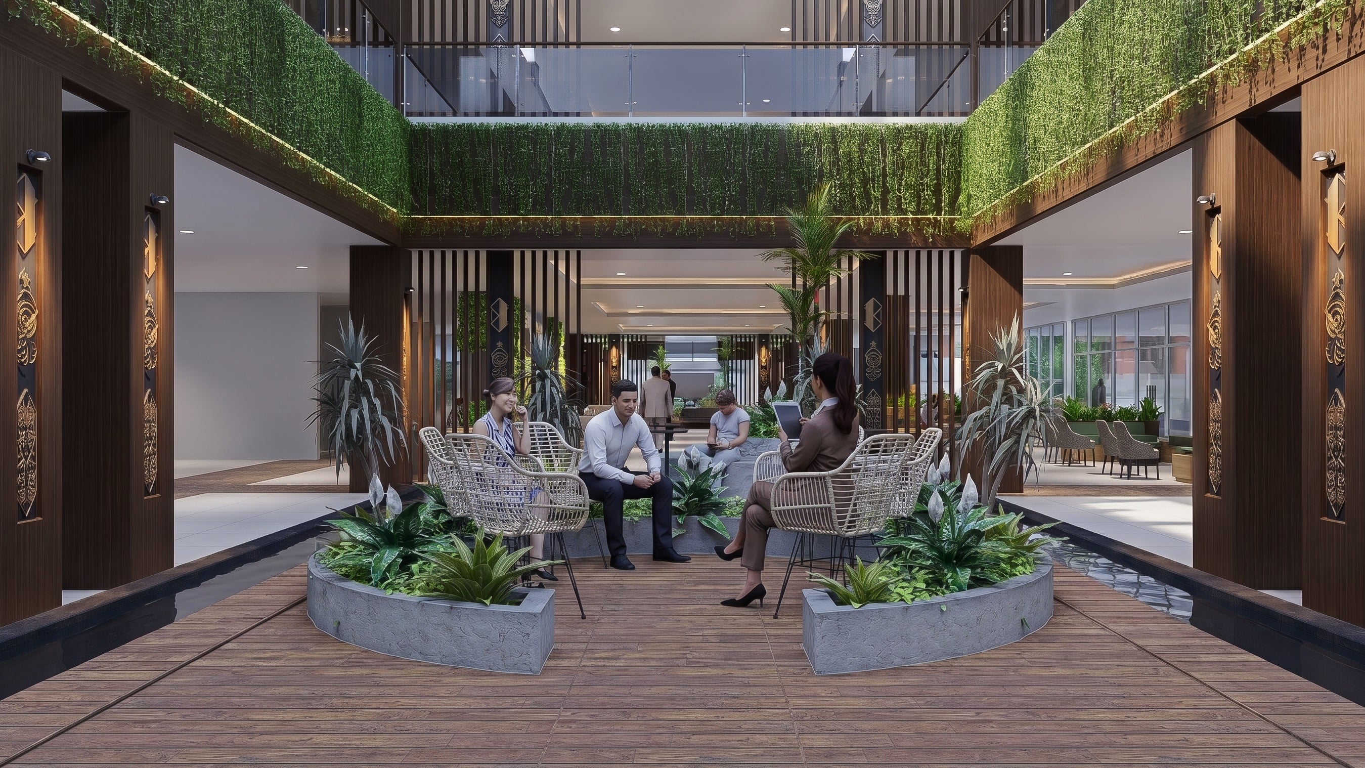 Ruang tunggu KANTOR DPRD KALIMANTAN dengan nuansa interior Contemporary dan tata ruang yang rapi.