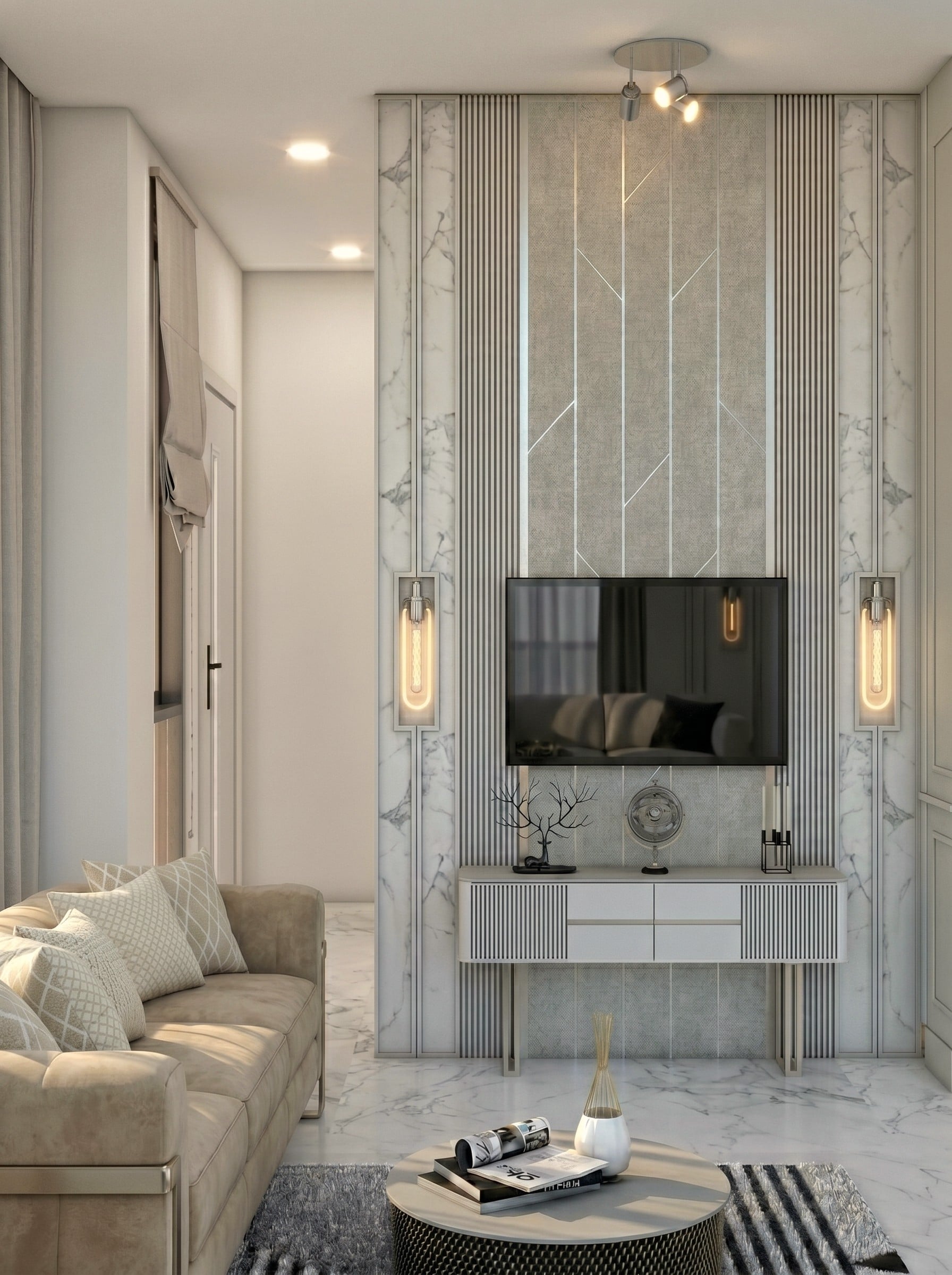 Visual interior KEMEWAHAN LEMBUT DALAM HUNIAN MODERN dengan suasana ruang contemporary yang nyaman.