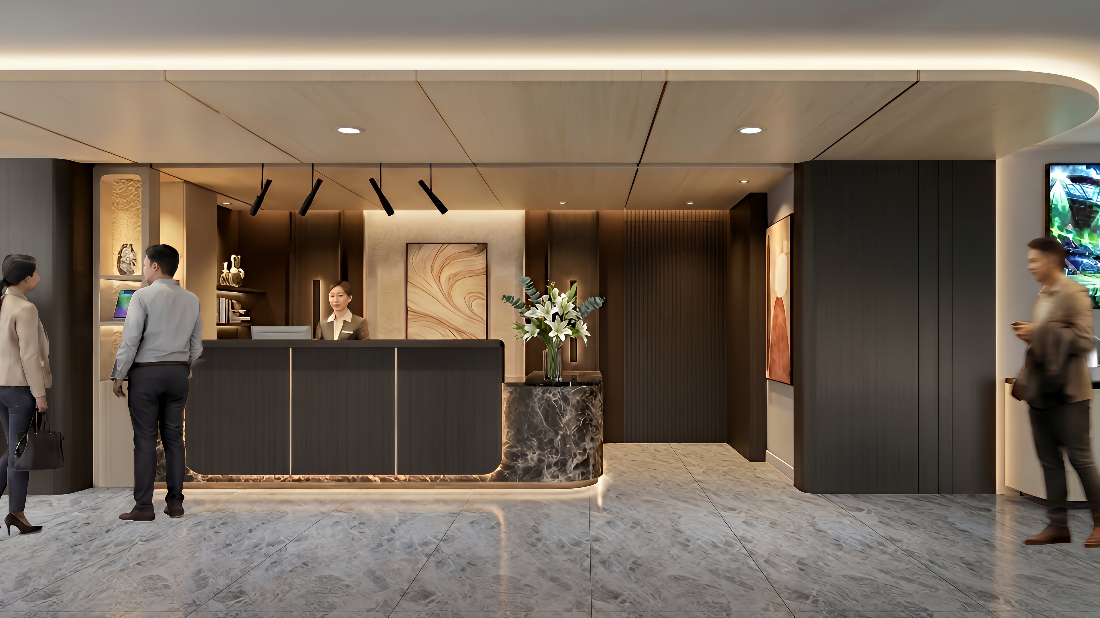 Area resepsionis LOBBY LANTAI 6 dengan nuansa interior Modern dan tata ruang yang rapi.