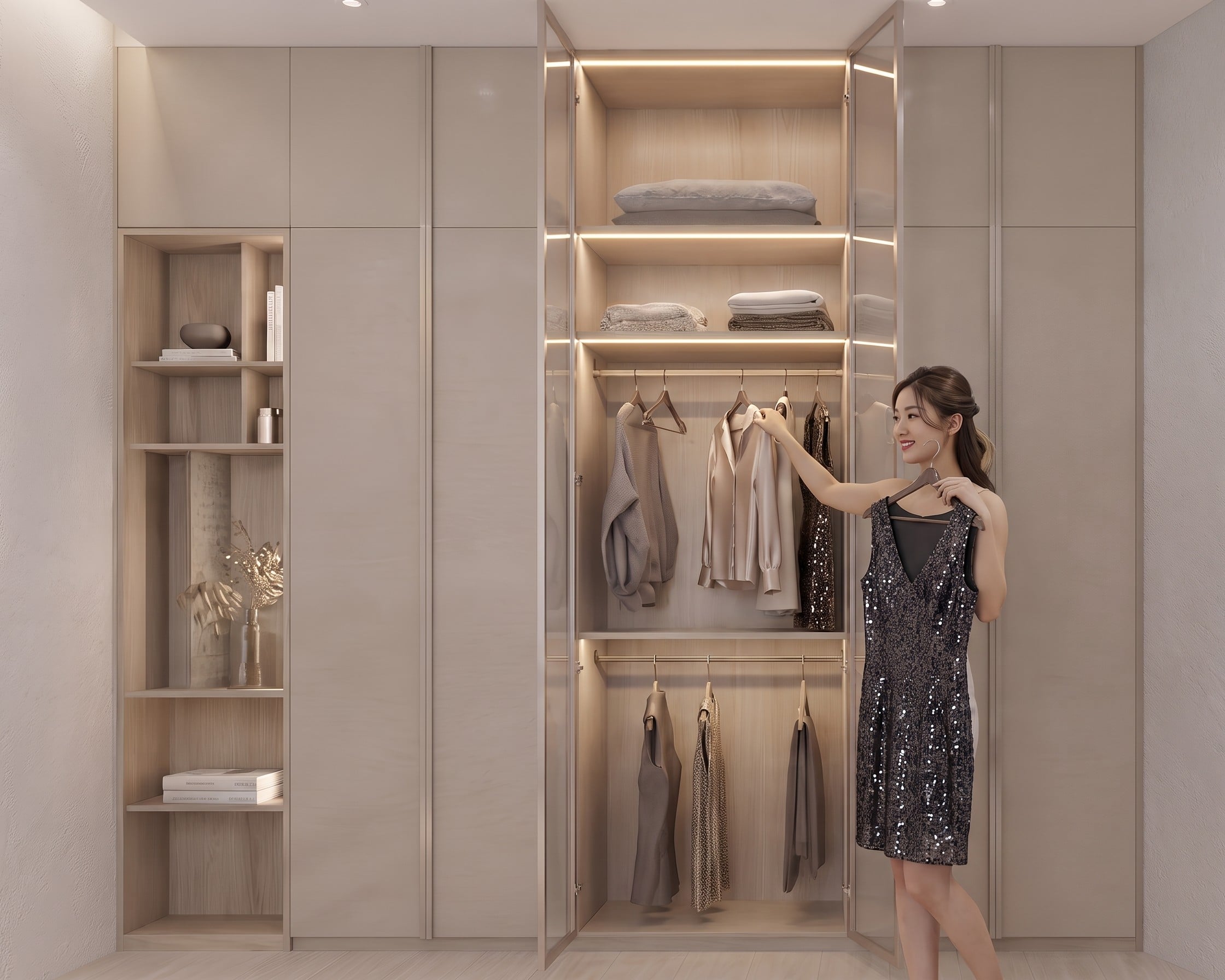 Wardrobe MR. REMON'S HOME INTERIOR dengan nuansa interior Japandi dan tata ruang yang rapi.
