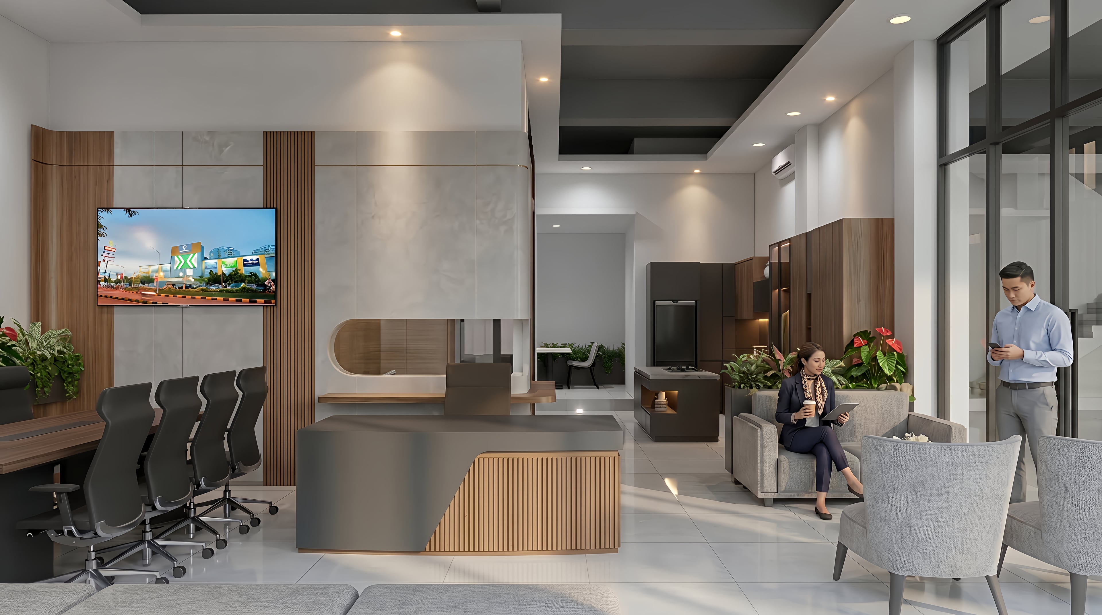 Lobby MYCO SIDOSERMO dengan nuansa interior Modern dan tata ruang yang rapi.