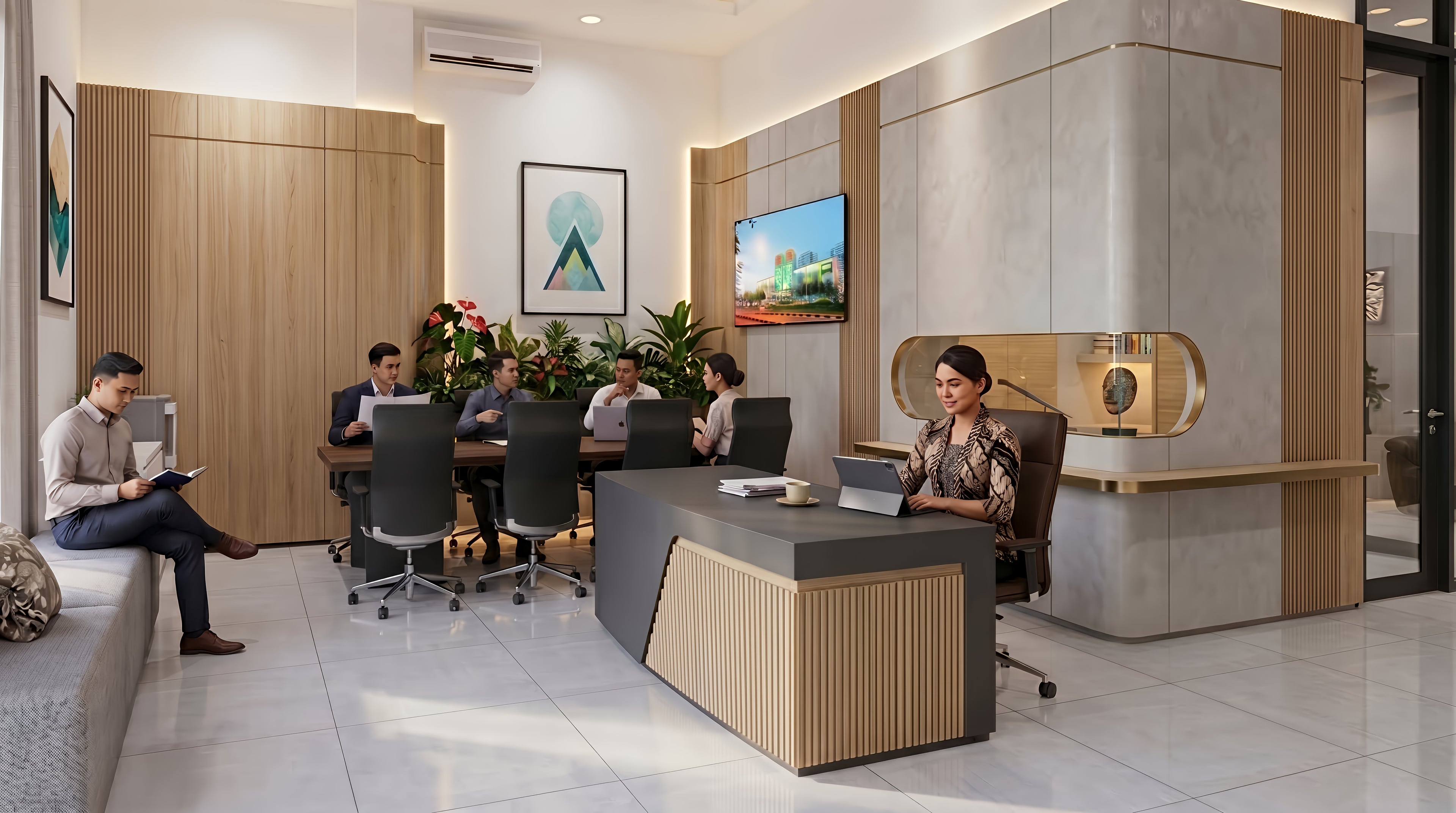 Lobby MYCO SIDOSERMO dengan nuansa interior Modern dan tata ruang yang rapi.