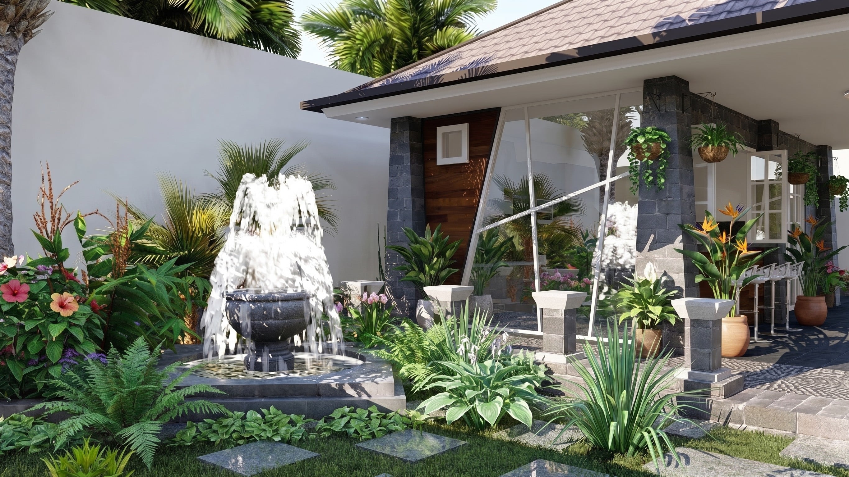 Area Dapur dan Taman RONDANG'S HOUSE BALIKPAPAN dengan pendekatan interior Modern.