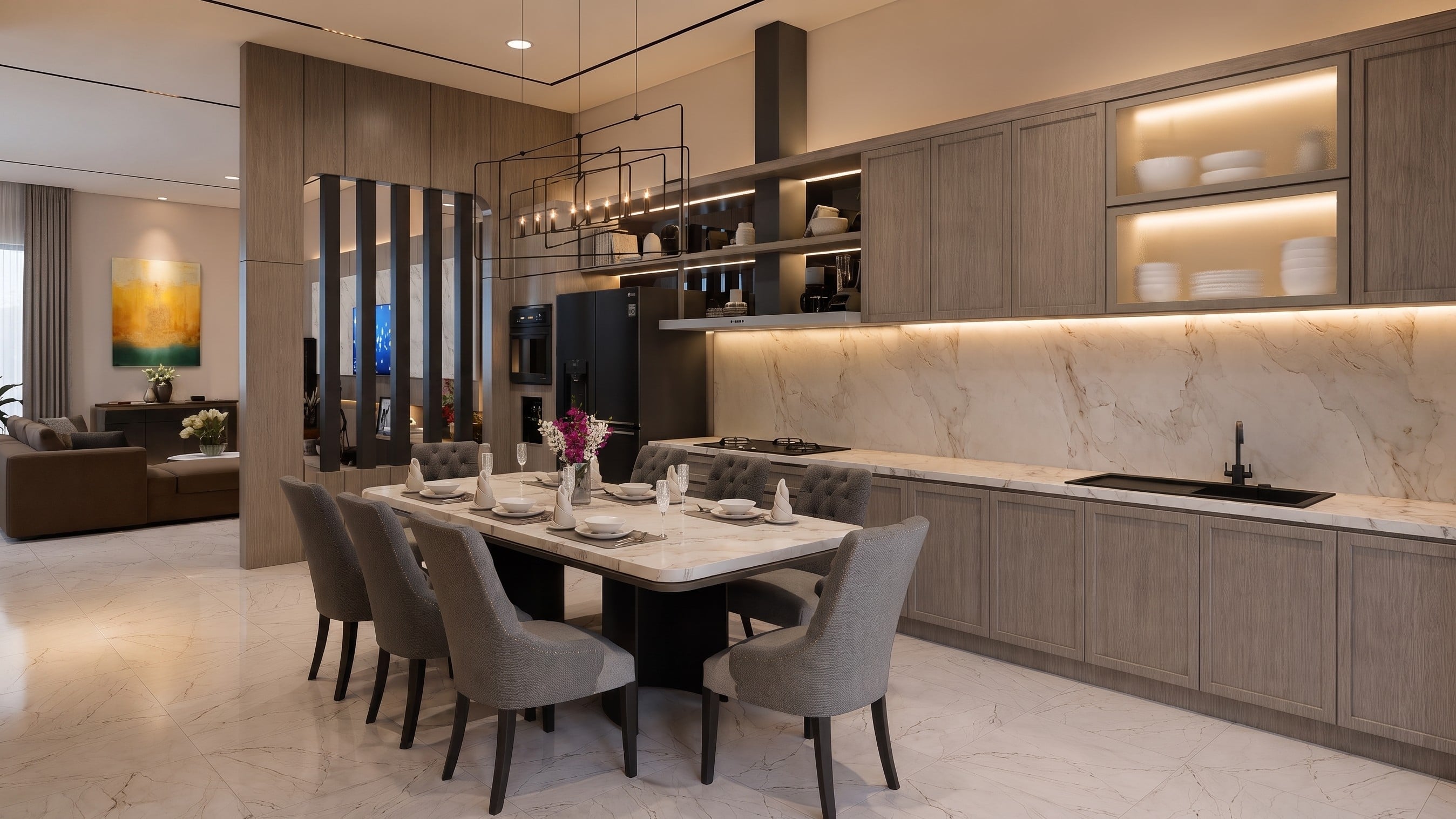 Area Dapur dan Ruang makan RUMAH WELIRANG dengan pendekatan interior Minimalist.