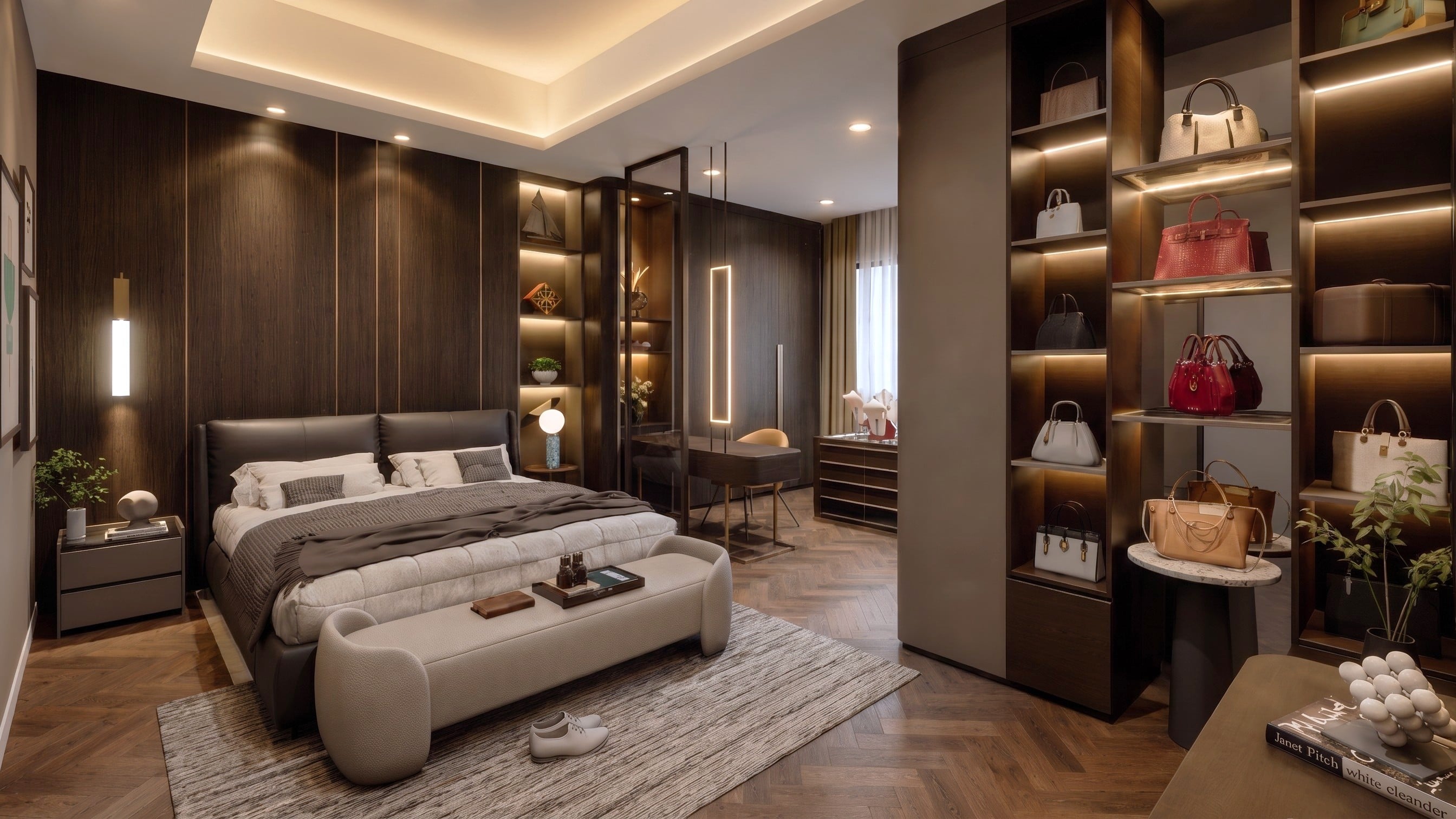 Area Kamar tidur dan Wardrobe RUMAH WELIRANG dengan pendekatan interior Minimalist.