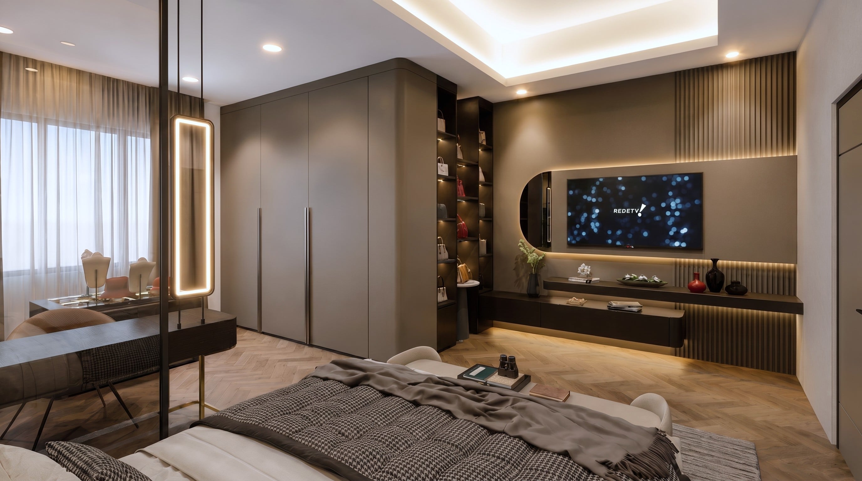 Area Kamar tidur dan Wardrobe RUMAH WELIRANG dengan pendekatan interior Minimalist.