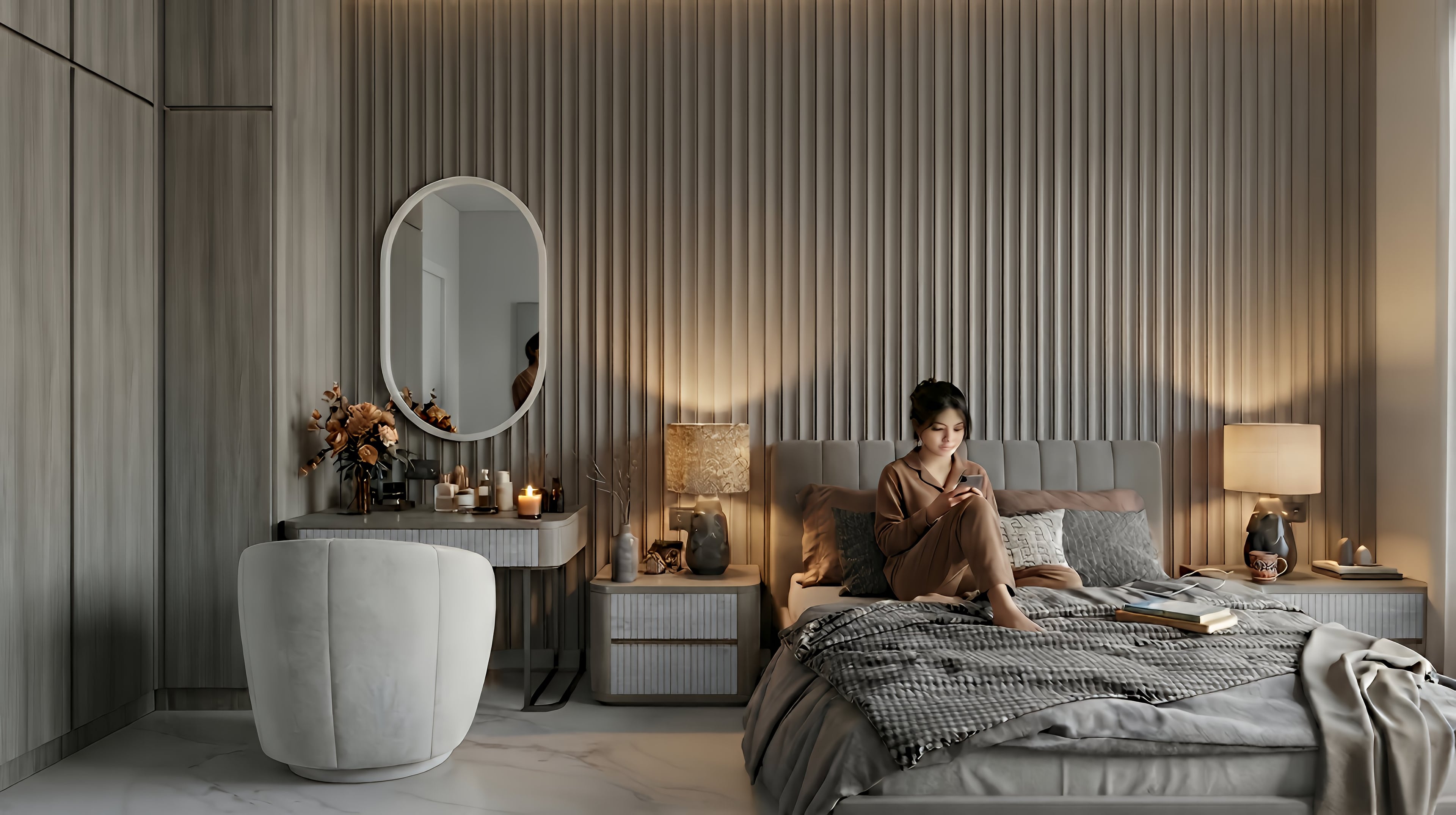 Kamar tidur TINA'S ROOM dengan nuansa interior Modern dan tata ruang yang rapi.