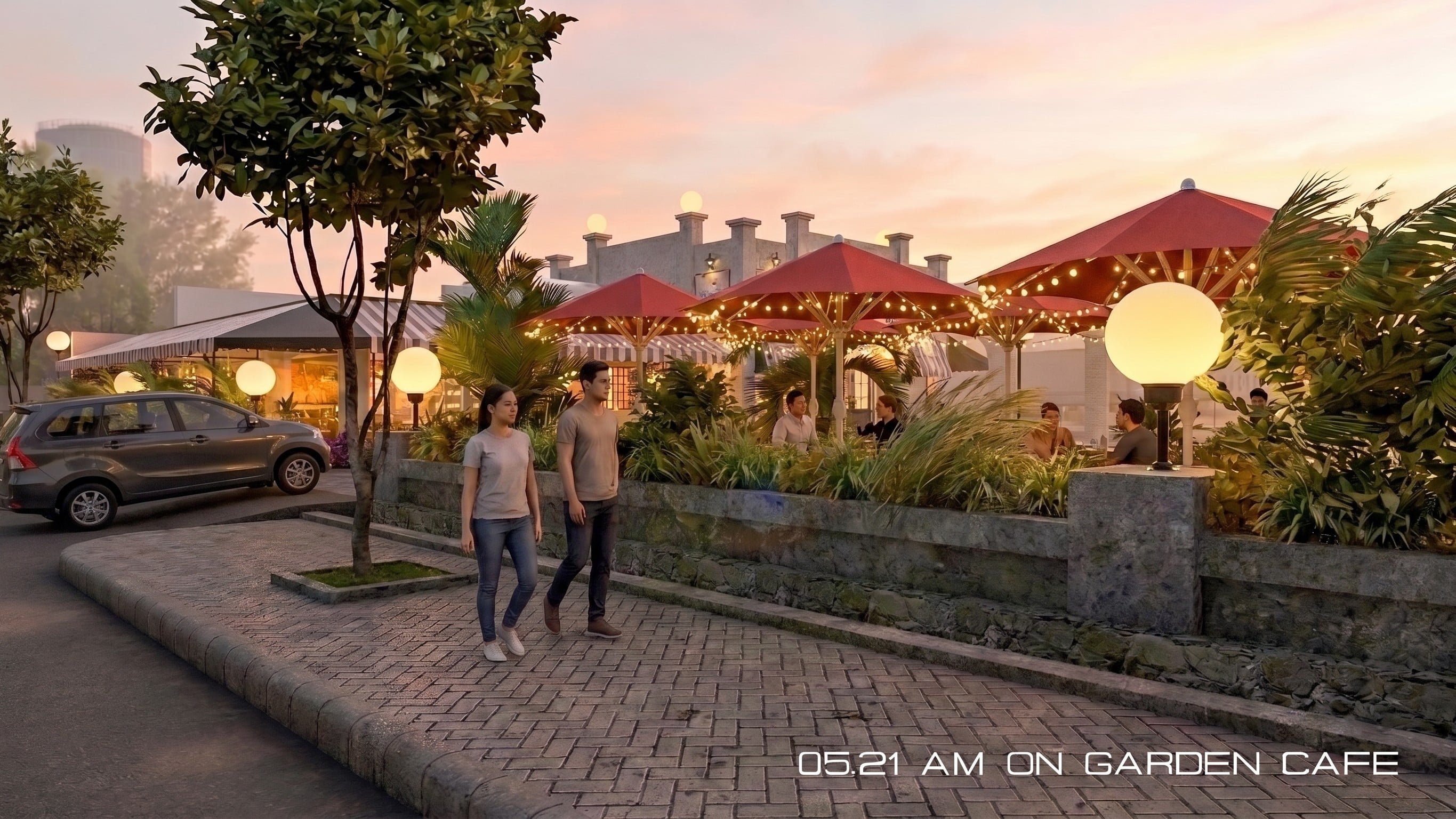Facade VINTAGE GARDEN CAFE dengan nuansa interior Vintage dan tata ruang yang rapi.