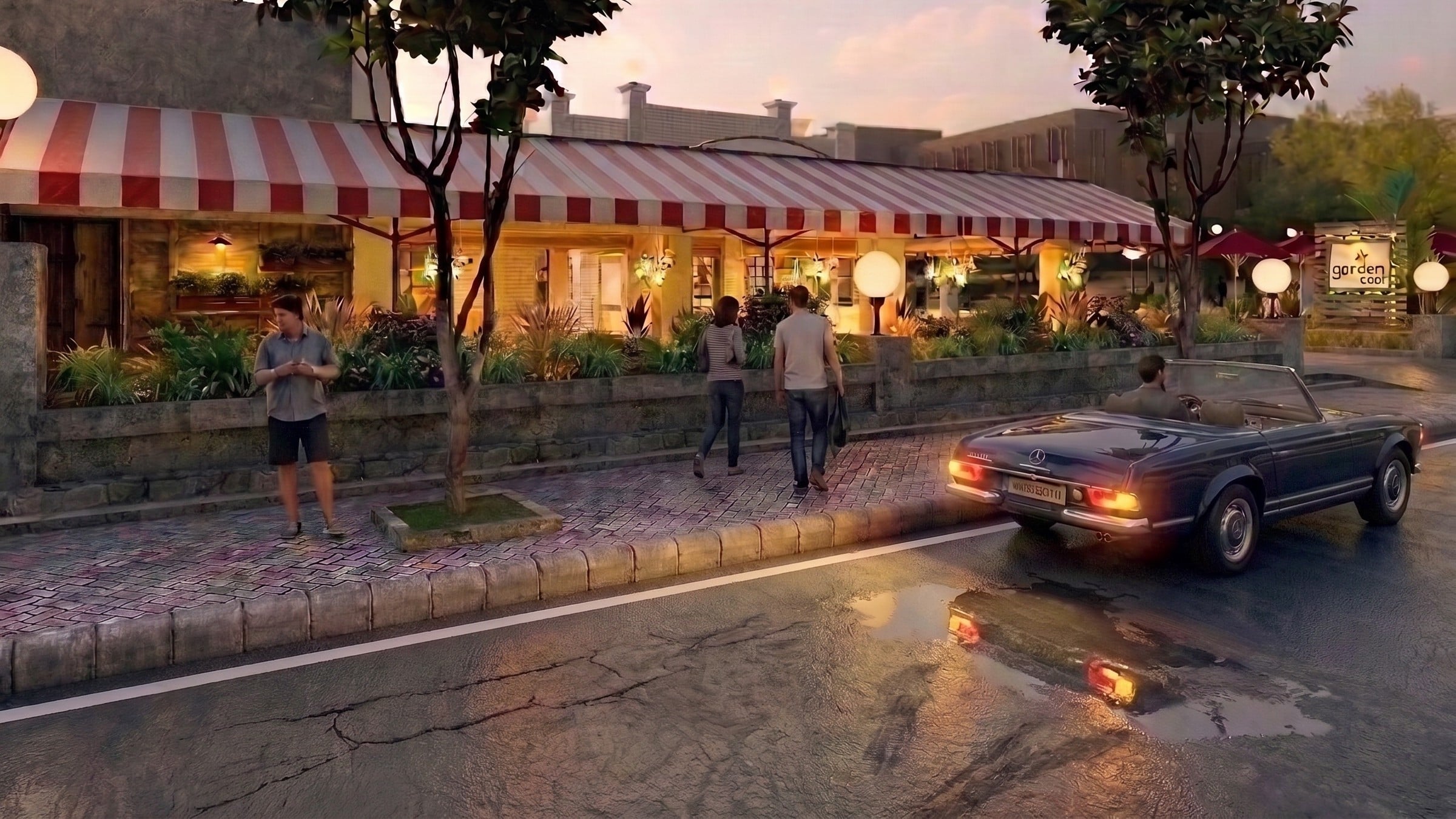 Facade VINTAGE GARDEN CAFE dengan nuansa interior Vintage dan tata ruang yang rapi.