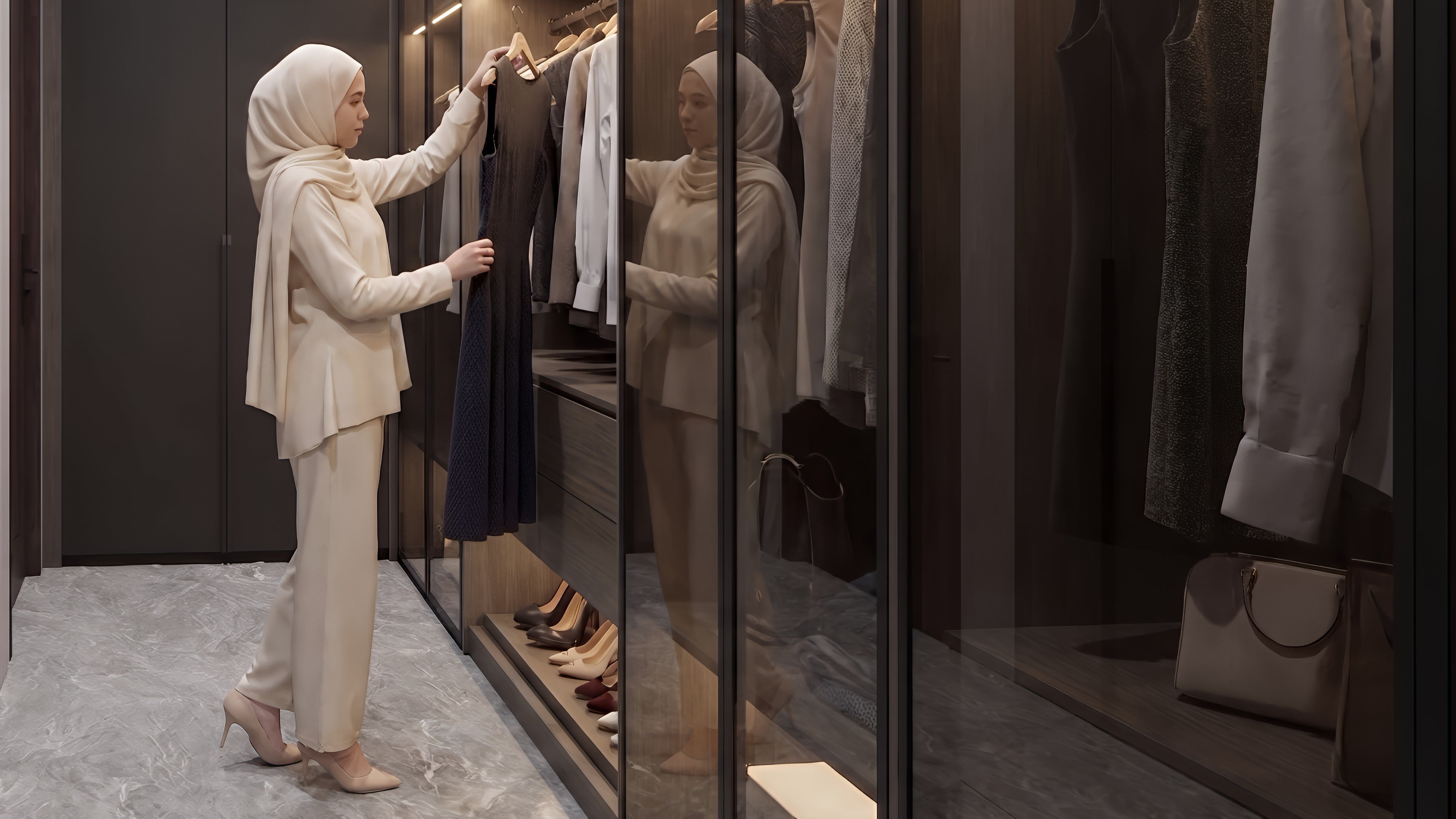 Area Wardrobe dan Walk in closet WOODLAND CITRALAND dengan pendekatan interior Minimalist.